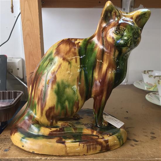 Whieldon type glazed pottery cat